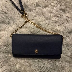 Elegant Navy Blue Leather Crossbody Bag
